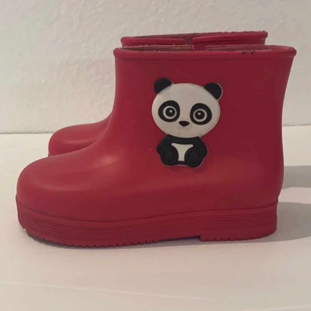Authentic Grendene kids Panda baby girls pink rubber rain boots sz 7